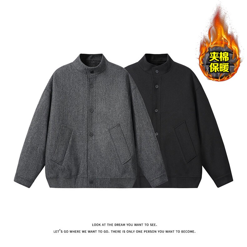 冬季老钱风重磅夹棉呢子夹克保暖棉服男士毛呢外套J7352-特价P85,男装夹克,电商A007