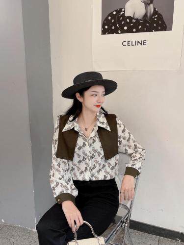 秋季新款可拖卸披肩两件套衬衫，女装衬衫，斐伦缇娜