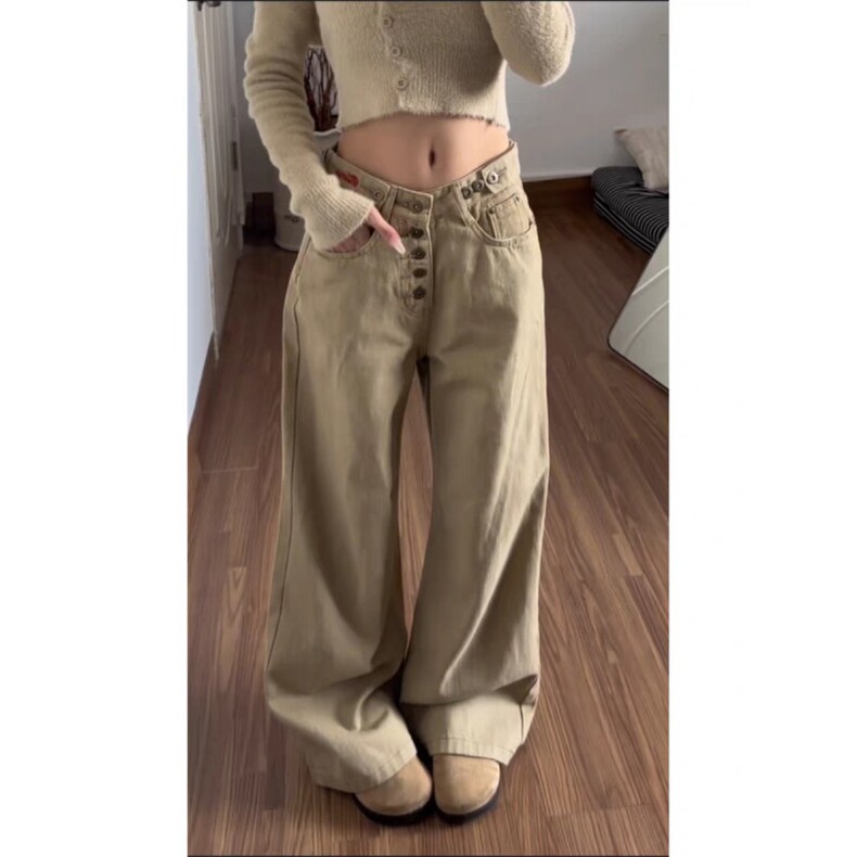 腰带可调节美式高街cleanfit直筒微喇牛仔裤女高级感LB51099-P53,男装牛仔裤,星座1008