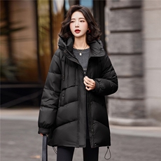 连帽羽绒服女冬季中长款高级感超好看时尚宽松加厚保暖面包服外套，女装羽绒服，靓衣阁