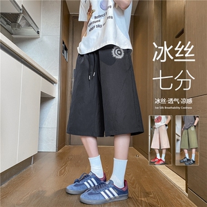 夏季新款美式印花斜切设计速干宽松七分裤B315-K25410-特p30控58图片