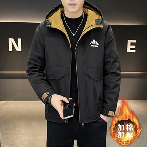 加棉加厚秋冬大码外套男士帅气连帽夹克潮流时尚男棉衣ZY801-P70