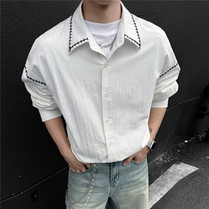 秋季纯棉衬衫外套青少年潮流宽松衬衣GS60096图片