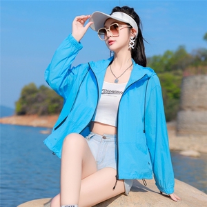 欧货2025夏季新款时尚宽松显瘦连帽防晒衣外套女纯色薄款透气上衣图片