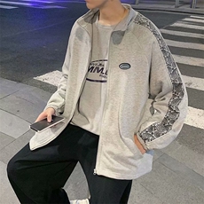 开衫卫衣男韩版潮流拼接腰果花2023秋冬新款ins宽松外套W3445-P36，男装卫衣，星座412-3