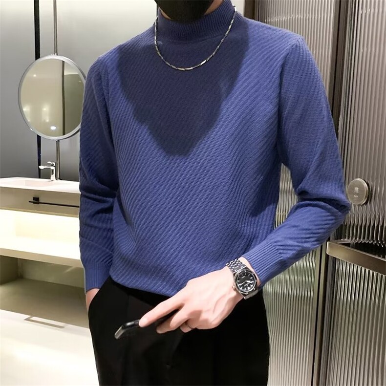 秋冬季半高领潮毛衣男慵懒风内搭男生冬季打底线衣针织衫M826,男装针织衫/毛衣,星座1116A-2（原606A-1）