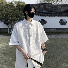 F234-P42夏季设计感潮牌休闲衬衣2024新款风短袖衬衫男现货，男装衬衫，星座512-6