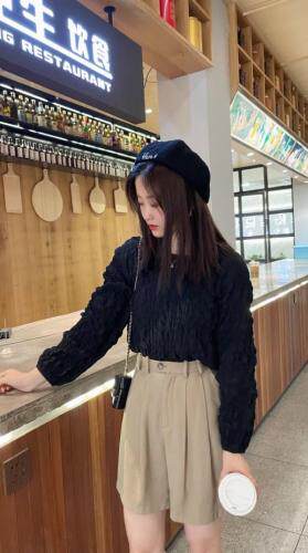 韩系泡泡面料上衣，其它，唯品