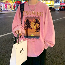 直播品质重磅纯棉美式蜡染水洗做旧潮牌宽松长袖t恤CT291特P38，男装T恤，电商A486