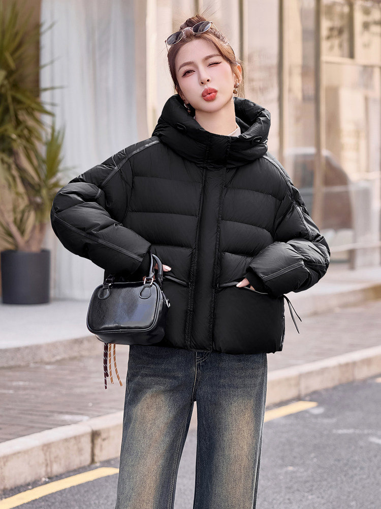 羽绒服女冬季2025冬新款短款连帽加厚白鸭绒宽松时尚休闲气质外套,女装羽绒服,意芙