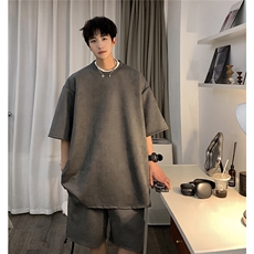 1港风模麂皮绒大码M-5XL短TDT8766P23DK8767P32套装TZ8757P55，男装休闲套装，星座226-2