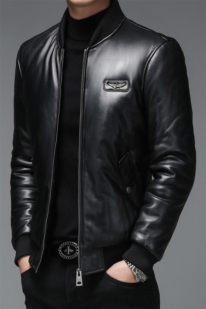 WL-C269海宁2023新款皮衣男绵羊皮外套棒球服潮简约夹克P720,男装皮衣,电商B360