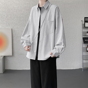 衬衫男秋季新款港风宽松条纹长袖衬衣CS801-特P29图片