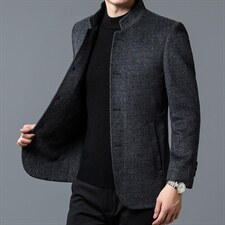 男式装2023春秋季新款商务时尚休闲百搭西装中年纯色款西服外套，男装西服，电商B212（原钱塘6029）