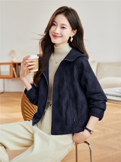 2026年春季宽松连帽菱形格夹棉短外套上衣，女装短外套，简韵佳