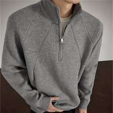 【005】半拉链拼接设计针织衫男款秋冬打底衫毛衣A079-M593-P54，男装T恤，电商A079