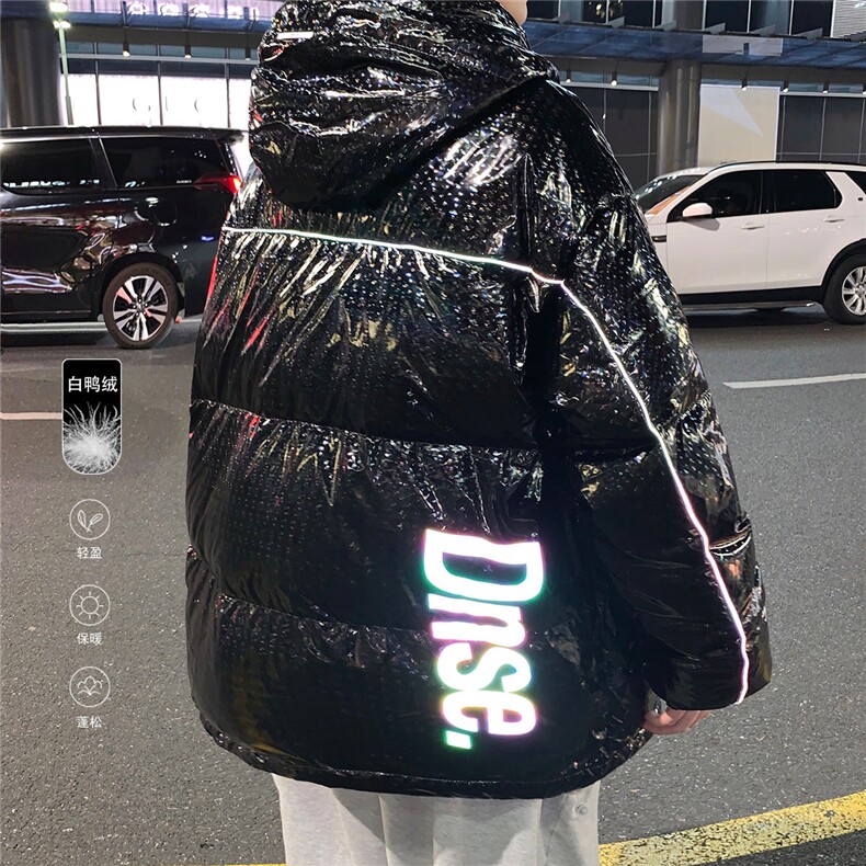 特批港风夜景标80白鸭绒荧光字母连帽羽绒服YR103P165控268,男装羽绒服,电商A247