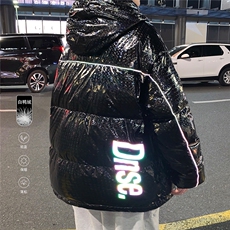 特批港风夜景标80白鸭绒荧光字母连帽羽绒服YR103P165控268，男装羽绒服，电商A247