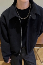 秋冬痞帅短款毛呢大衣夹克美式正肩呢子外套男XZ514-2-6234-P88，男装毛呢大衣，星座514-2(原B239)