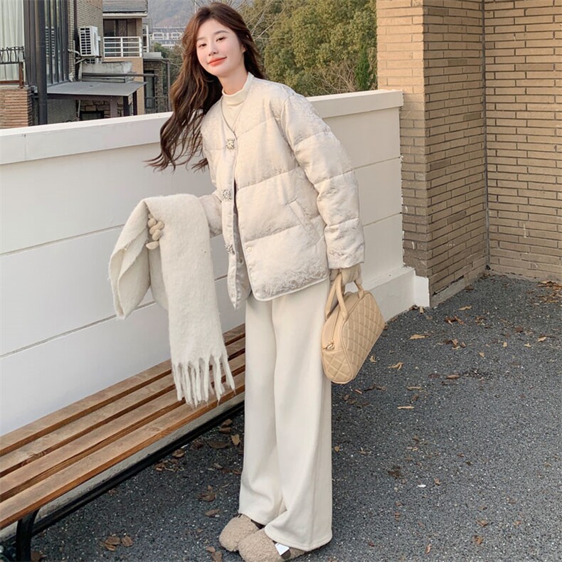新中式提花国风羽绒服女冬季2026新款超好看加厚保暖白鸭绒短外套,女装羽绒服,2D143