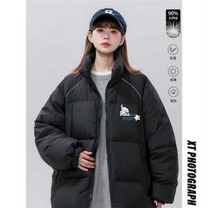 中性风新款冬季百搭潮流立领加厚印花羽绒服外套YR63003P225控298图片