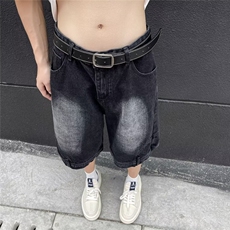 美式倒装牛仔短裤男夏季潮牌宽松水洗痞帅五分裤休闲中裤N6711，男装牛仔裤，星座1116A-1（原606A）