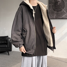 控价158牛仔棉衣男大码加绒羊羔绒牛仔棉服男棉袄NM53161-P140，男装棉衣，电商A040