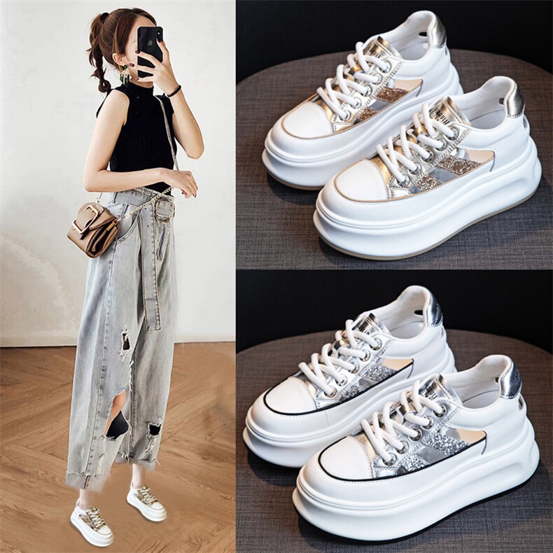 内增高罗马凉鞋女2024夏新款外穿百搭松糕凉鞋女款厚底镂空小白鞋，女鞋凉鞋，电商A223