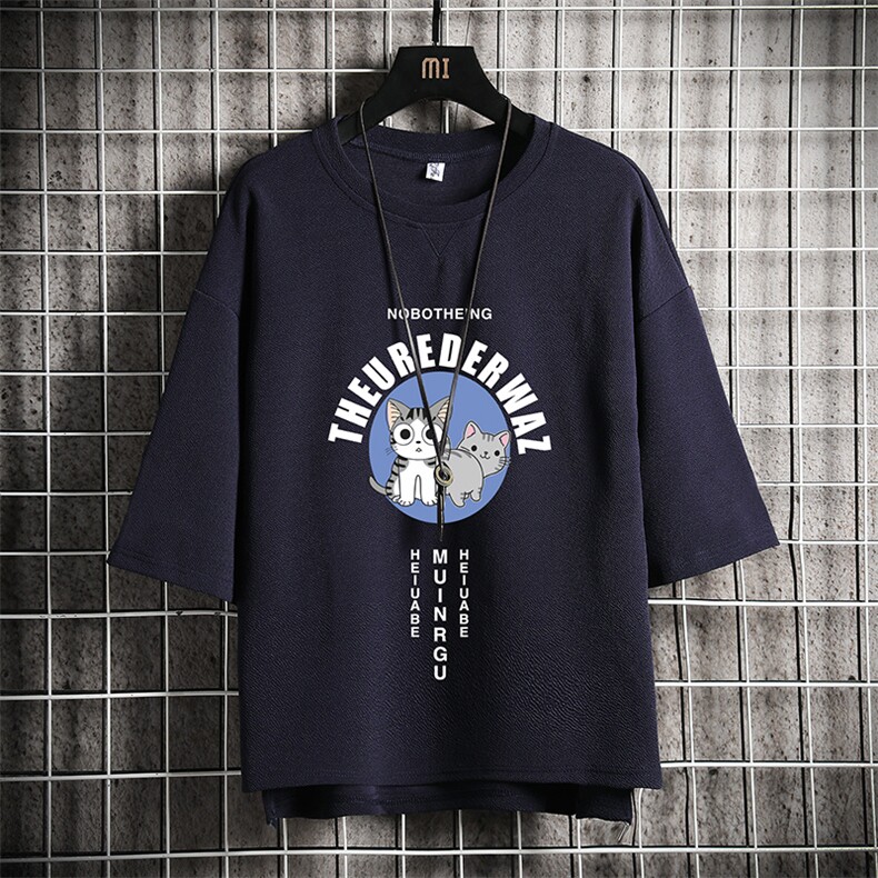 Q11160-P30春夏季七分袖t恤男大码五分袖男短袖中袖网格挂拍,男装T恤,电商A040A