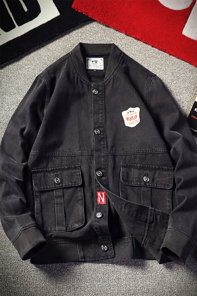 男士外套秋季新款牛仔衣棒球服夹克衫韩版休闲修身青年潮8169-P80,男装夹克,电商A318