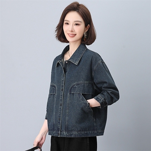 时尚休闲牛仔女2025春秋新款宽松大码中年妈妈洋气减龄图片