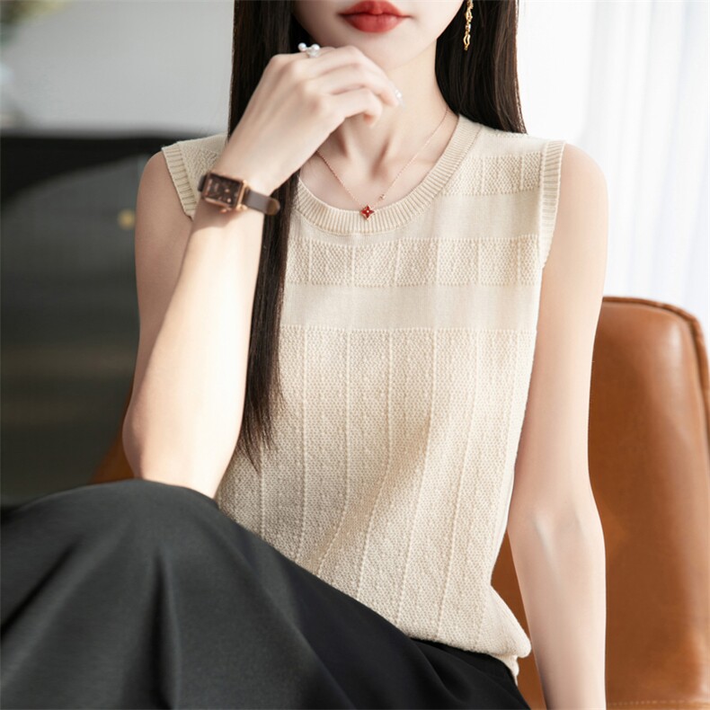 2025夏新款纯棉无袖吊带背心女外穿内搭短款针织薄款T恤内搭上衣,女装背心吊带,秋双羊绒