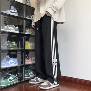 春季三条杠休闲裤男直筒宽松男士运动裤抽绳长裤A266-KZ916-P50图片