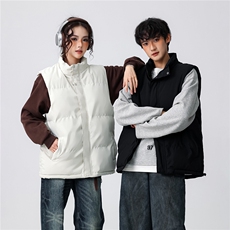 图美式纯色立领马甲坎肩保暖棉衣上衣情侣外套A025-MJ013-P30，男装棉衣，电商A025