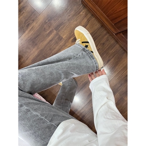 有货】烟灰色弯刀牛仔裤cleanfit裤子美式高街vibe微喇K906LL-P53图片