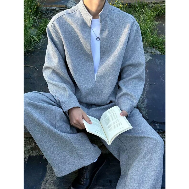 网图美式休闲层次感假两件立领卫衣男女宽松百搭上衣TX222Y-P60，男装卫衣，电商C213(原B265)