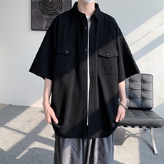 夏季新款复古工装短袖衬衫男士潮牌宽松休闲衬衣外套CS0138-P45，男装衬衫，星座308B-2