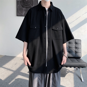 夏季新款复古工装短袖衬衫男士潮牌宽松休闲衬衣外套CS0138-P45图片