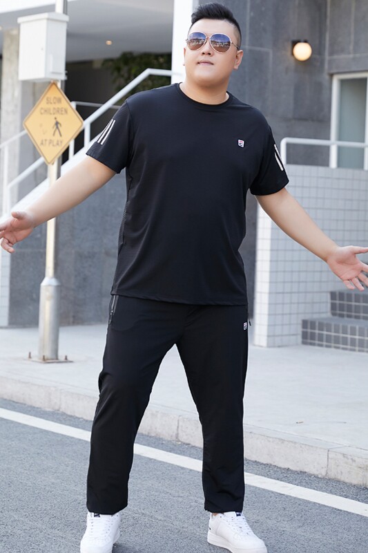 男夏装大码休闲运动套装冰丝网眼5032-1_L-4XLP1005XL-9XLP110,男装休闲套装,星座1516-1