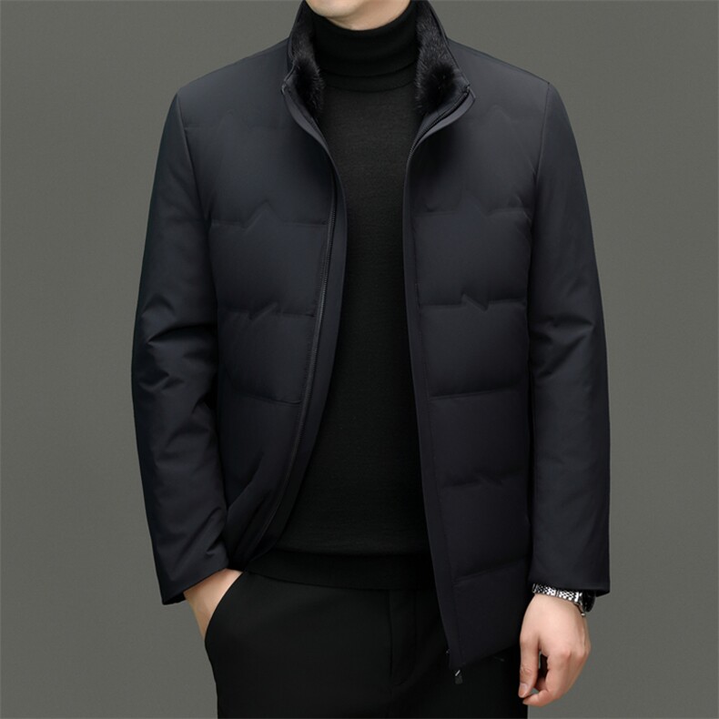 XL-YR8626新款冬季男士白鸭绒羽绒服立领保暖外套修身风衣大衣图片
