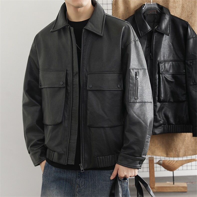 高定纳帕纹90鸭绒加厚皮衣羽绒服男士2025冬季新款羽绒外套,男装皮衣,星座914