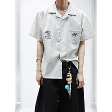 网图-CS17-P45控65现货夏季条纹短袖衬衫休闲衬衣，男装T恤，电商B327