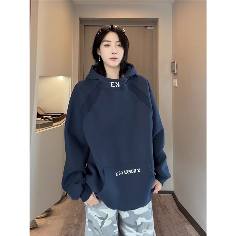 1506-1/WA021/P49藏青色高领重磅连帽卫衣男女秋季中性风穿搭百搭,男装卫衣,星座1506-1