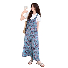 多巴胺背带裤女夏2025新款宽松时尚韩版高腰显瘦垂坠感减龄阔腿裤，女装休闲裤，2C125