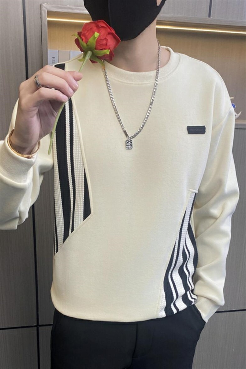 W3287-特P50社会小伙卫衣男男士撞色拼接个性长袖T恤潮流修身,男装T恤,电商D310B-1
