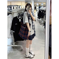 【有货】PX01CC-特P38格子拼接蝴蝶结短袖t恤男女，男装T恤，星座1007（原301D）