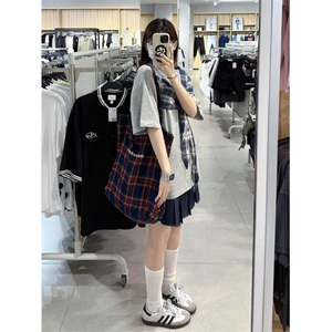 【有货】PX01CC-特P38 格子拼接蝴蝶结短袖t恤男女图片