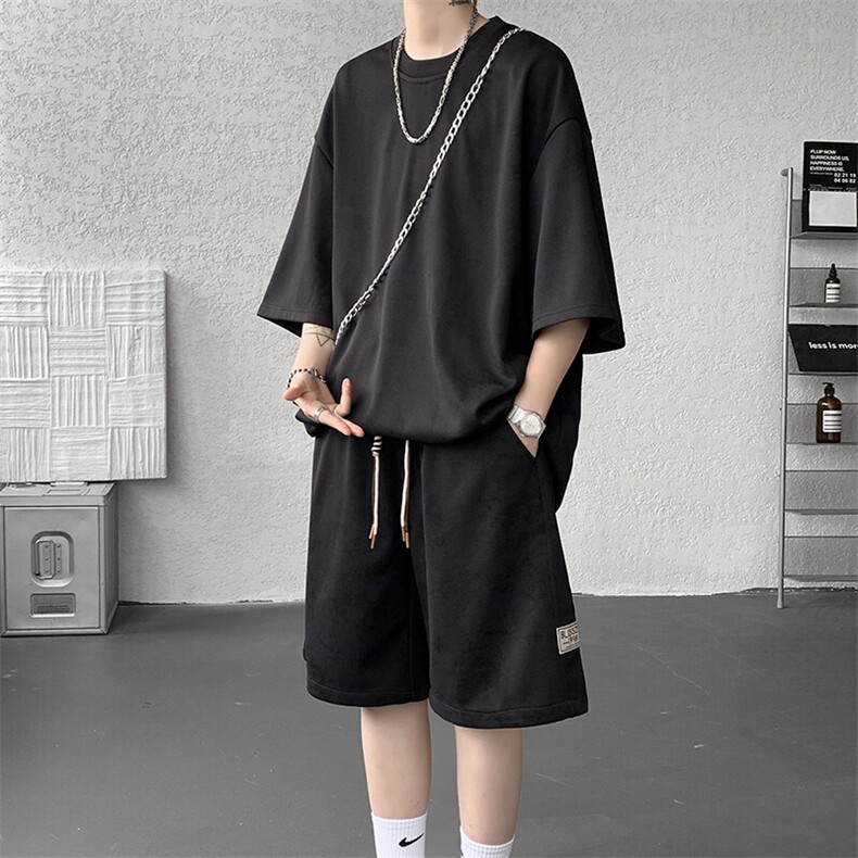 8XL-M青少年扎染短袖t恤休闲运动套装男生夏季宽松大码TZ38001P55,男装T恤,电商B312