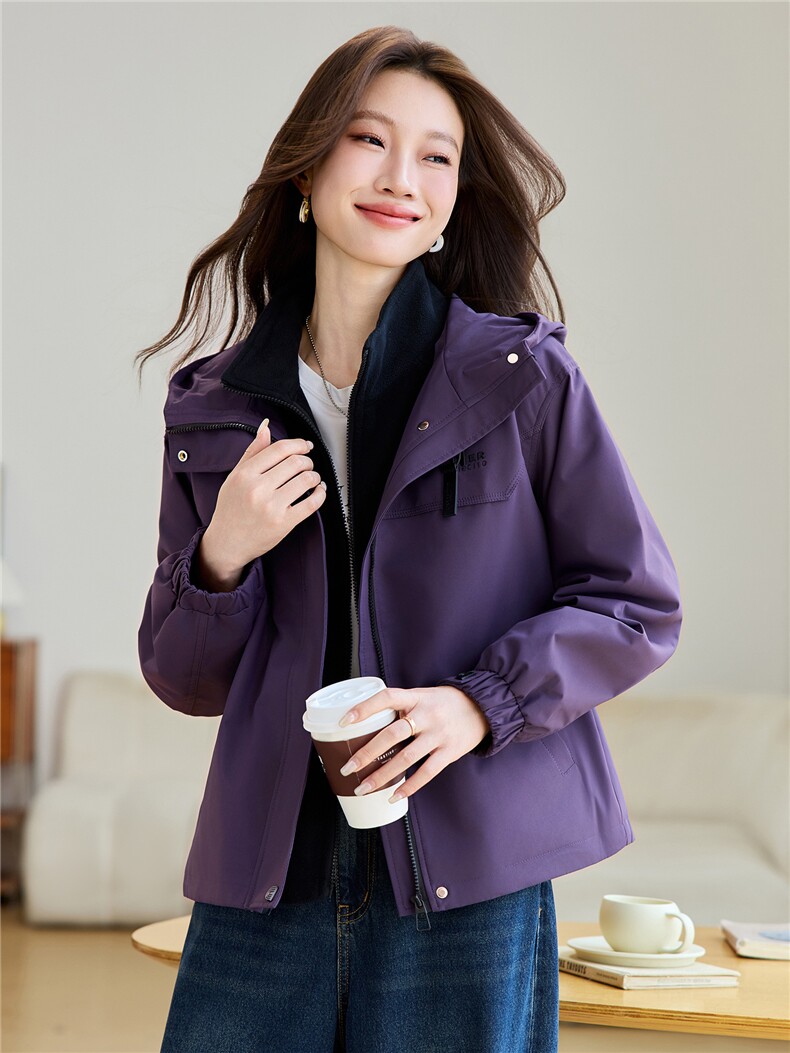 2026年春季派克服可拆卸两件套摇粒绒内胆外套冲锋衣,女装派克服,简韵佳