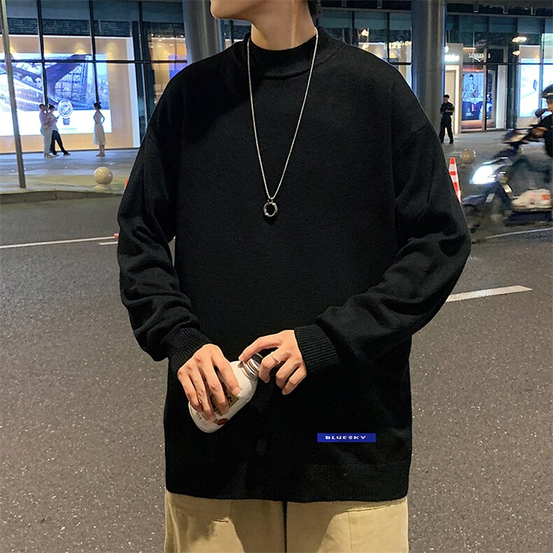 M18202-P45 加绒款-P65半高领毛衣男士大码针织衫男毛线衣男图片